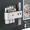 Double Automatic Toothpaste Dispenser With Toothbrush Holder, Large Storage Organizer With 6 Toothbrush Slots,