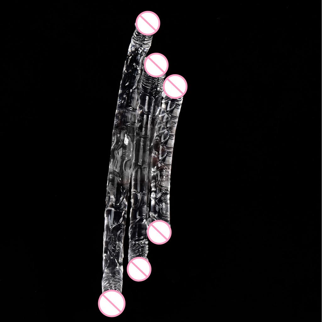 Double Head Dildo Simulation Men's Tonglala Lengthened Transparent Dildo Color Masturbation Device Stick Adult Supplies