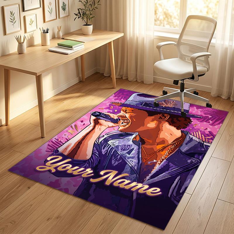 Personalized Crystal Velvet Carpet,Bruno Mars Custom Printed Name, Plush Area Rug For Home Indoor Decor