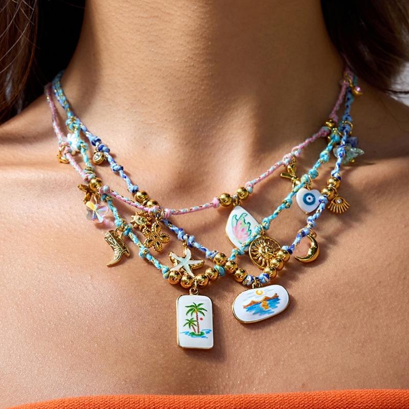 Multilayer Coastal Themed Jewelry Adjustable Length Necklace Ideal For Swimwear And Summer Dresses