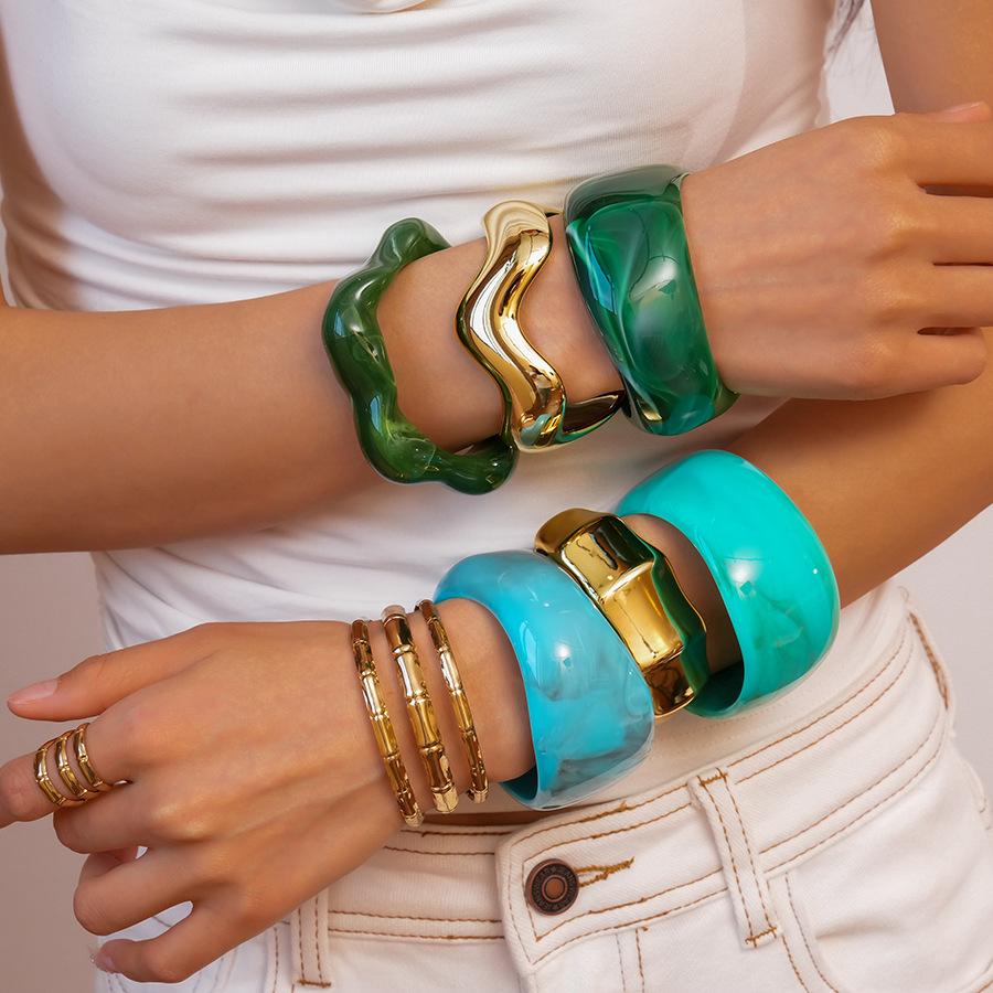 DIEZI 7 Стиль Мода Неправильные Геометрические Смоляные Браслеты Винтаж Панк CCB Золотой Цвет Браслет Браслет Для Женщин Мужчин Подарок Ювелирные Изделия