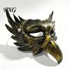 Unique Winged Mask Halloween Eagle Half Face Mask, Vintage Gold Decorative Party Masquerade Gothic Cosplay Props Golden Bird