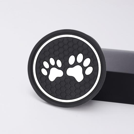 Автомобильная круглая бутылка для воды, силиконовая подставка для чашек с принтом собачьей лапы, противоскользящий устойчивый к слуху силиконовый коврик для чашки, аксессуары для салона автомобиля
