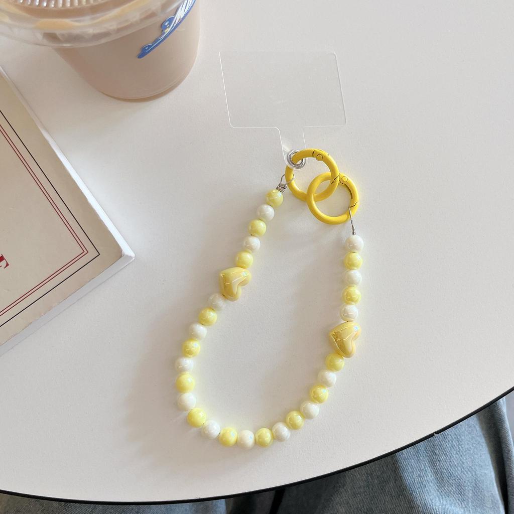 Красочный цепочный ремешок для телефона через плечо с бусинами в форме сердца - Защита от потери, Подходит для всех чехлов