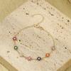 925 Sterling Silver Colorful Rainbow Zircon Daisy Flower Charm Bracelet for Women