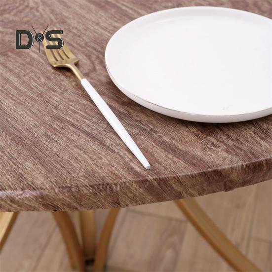 Круглая водонепроницаемая скатерть с защитой от масла и резинками по краям, с рисунком под дерево, для праздничной вечеринки, дома, фермы