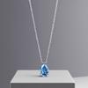 S925 Silver Sea Blue Teardrop Pendant with Pear-Shaped Diamond, Versatile European & American Style, 7*10, Commuting Drawstring Bead.