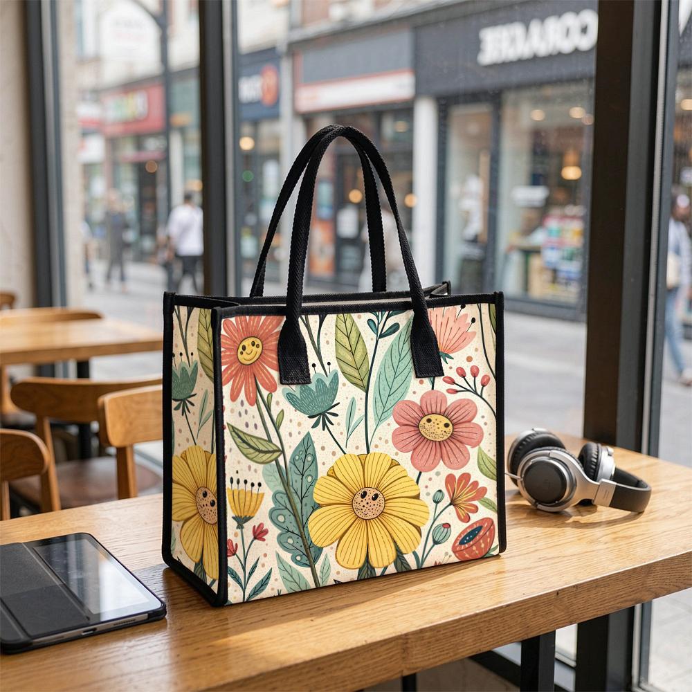 Cute Floral Printed Tote Bag for Daily Use Casual Carry Shoulder Bag