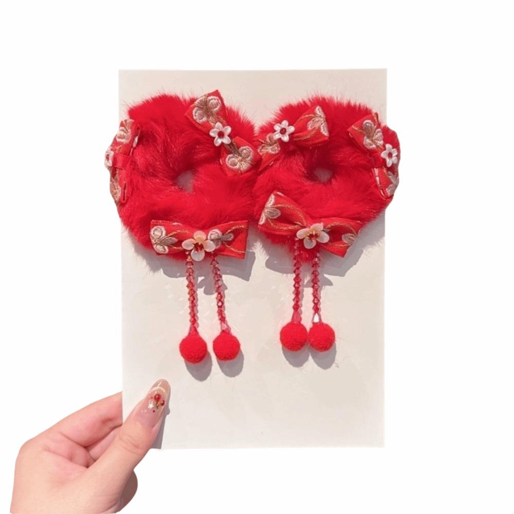Plush New Year Hair Ties Traditional Children's Hair Ropes  Celebration