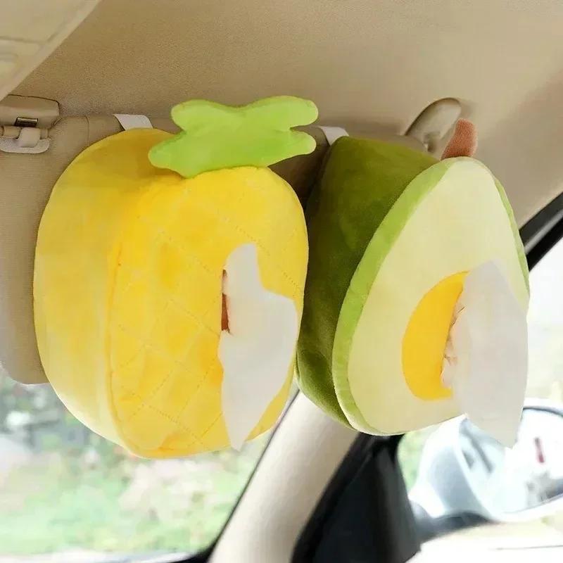 Plush Cute Cartoon Capybara Tissue Box for Car Armrest Box Fruit Tissue Holder Hanging Tissue Storage Bag