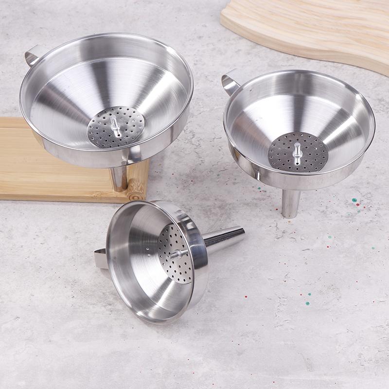 304 утолщенная воронка из нержавеющей стали со съемным фильтром, воронки с широким горлом для консервирования, кухонный фильтр для утечки масла