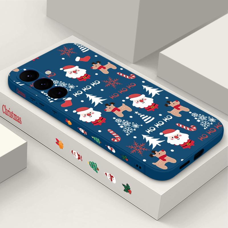 Мультяшный чехол для телефона с рождественской елкой для Samsung Galaxy A56 A17 A26 A16 A36 A55 A54 A53 A15 S24 S25 FE S25 S22 S23 Ultra Противоударный чехол со шнурком