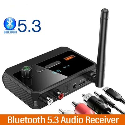 Bluetooth 5.3 аудио приемник поддержка USB U-Disk Play беспроводной адаптер R/L 2 RCA/3.5MM AUX/оптоволоконный разъем для автомобильного комплекта динамиков
