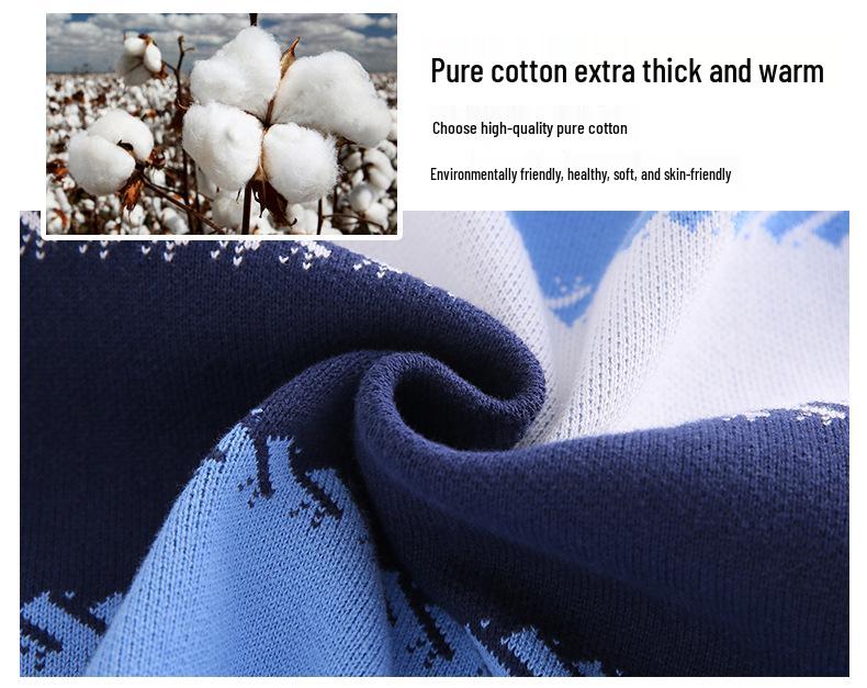 Детский вязаный свитер с круглым вырезом - Чистый хлопок, на флисовой подкладке для осени/зимы