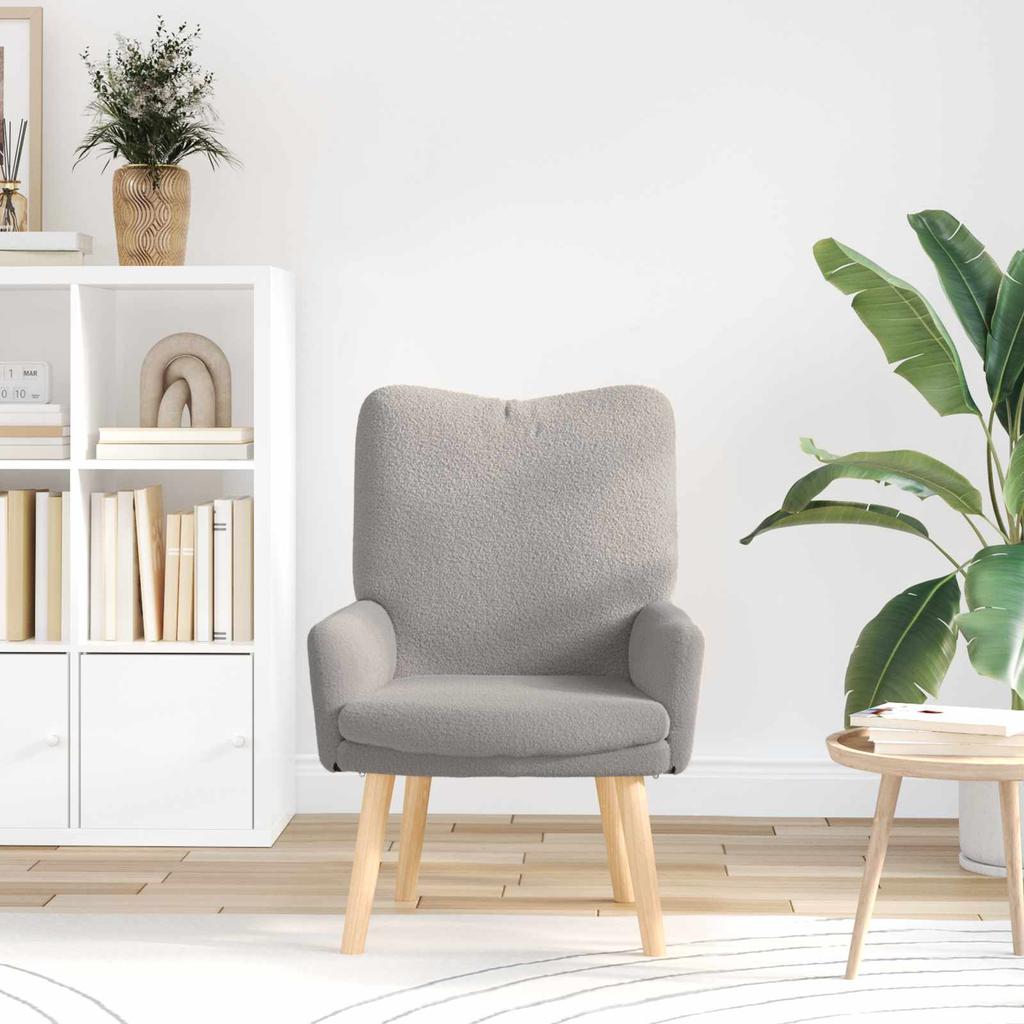 Armchair Light Grey 63 x 67 x 94 cm Sheepskin Fabric and Plywood