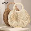 Летние женские круглые соломенные сумки из ротанга, сумка на плечо, тканая пляжная сумка ручной работы, женские сумки большой вместимости, дизайн с кисточками, сумка-тоут