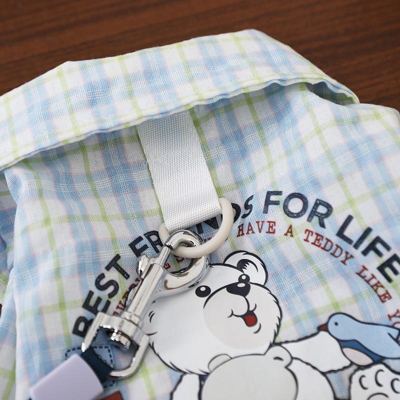 Cat clothes spring with traction ring lapel button-down shirt summer out for walking cats plaid shirt bipod