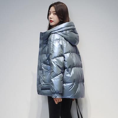 Короткая пуховая хлопковая куртка для женской зимней глянцевой моды, свободное толстое пальто, женская повседневная хлопковая парка с капюшоном, куртки