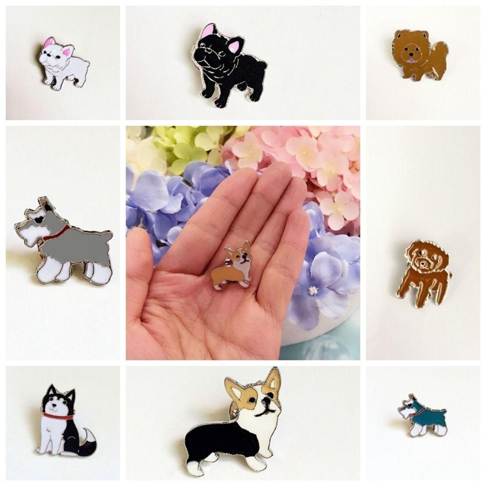 Животное питомец собака брошь бульдог мультфильм металлический значок рюкзак аксессуары собака животное эмалированные булавки пальто