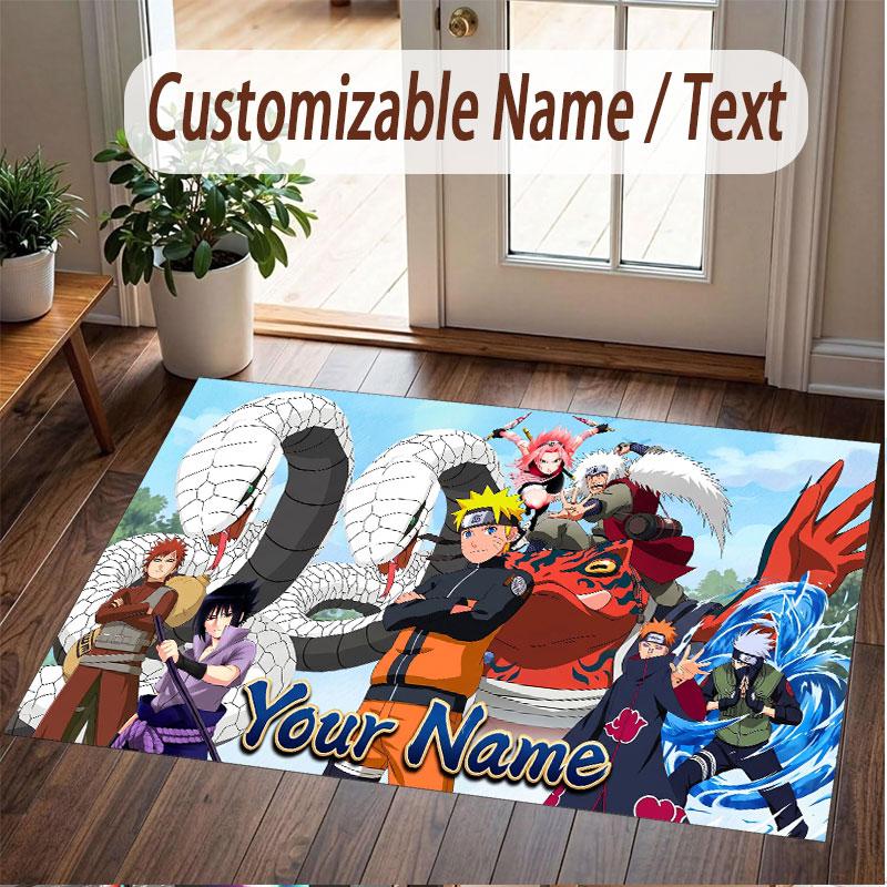 Custom Name Crystal Velvet Rug,Naruto Comfortable Anti Slip Floor Mat For Room Decoration