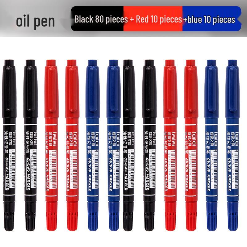 **Двусторонний детский маркер для рисования - Черный/Красный/Синий, Тонкий кончик, На водной основе**