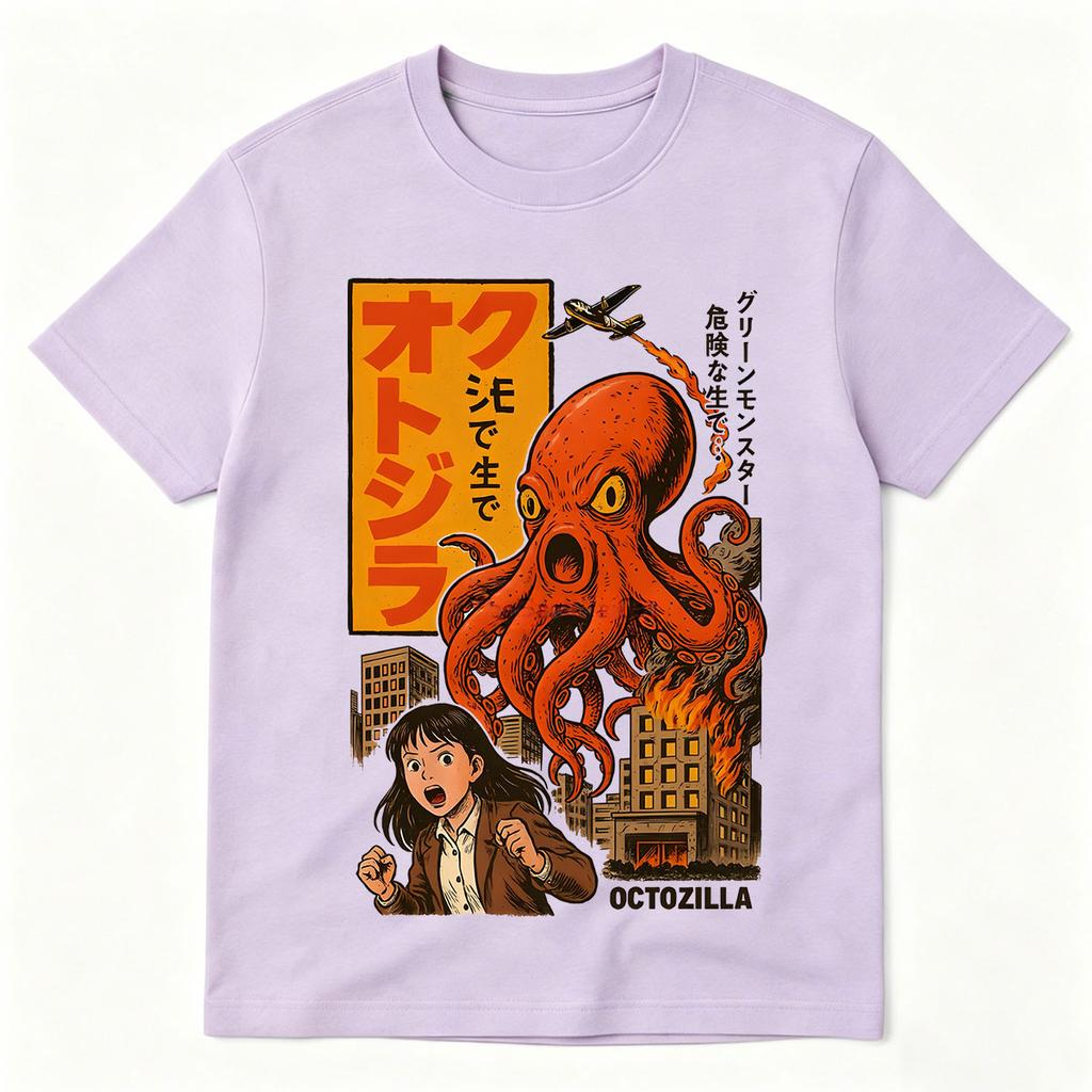 Octozilla Dotonbori Drunken Octopus Funny Horror T Shirts Unisexs Women Japanese Oversized Cotton Short Sleeve TShirts Streetwear