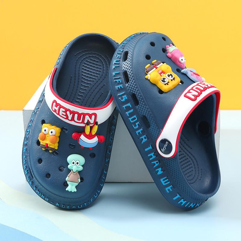 Стильные и дышащие детские летние сандалии-шлепанцы из ЭВА с мультяшным дизайном, доступны в нескольких цветах