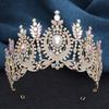 AB Crystal Pageant Miss Bridal Crown Vintage Baroque Rhinestone Big Tiara Wedding Headdress for Party Jewelry Hair Accessories