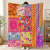 Bohemian Patchwork Style Vintage Floral Blanket Printed Flannel Soft Warm Cozy Season Nap Bed Sofa Travel Camping Gift Adult Kid