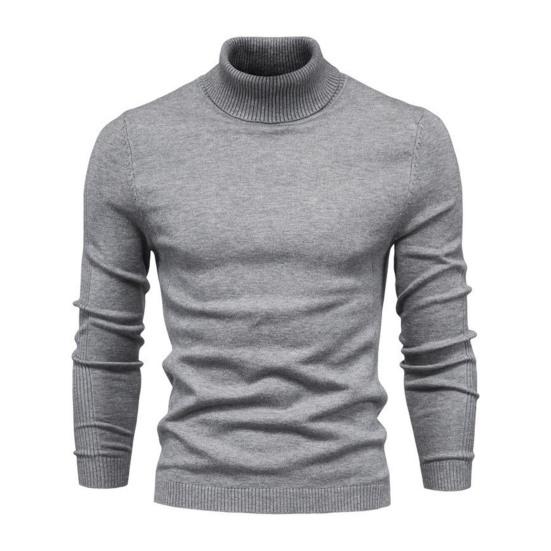 Men Turtleneck Sweater Slim Fit Knit High Neck Pullover Warm Winter Solid Color Rollneck Sweater for Daily Wear Work School Street