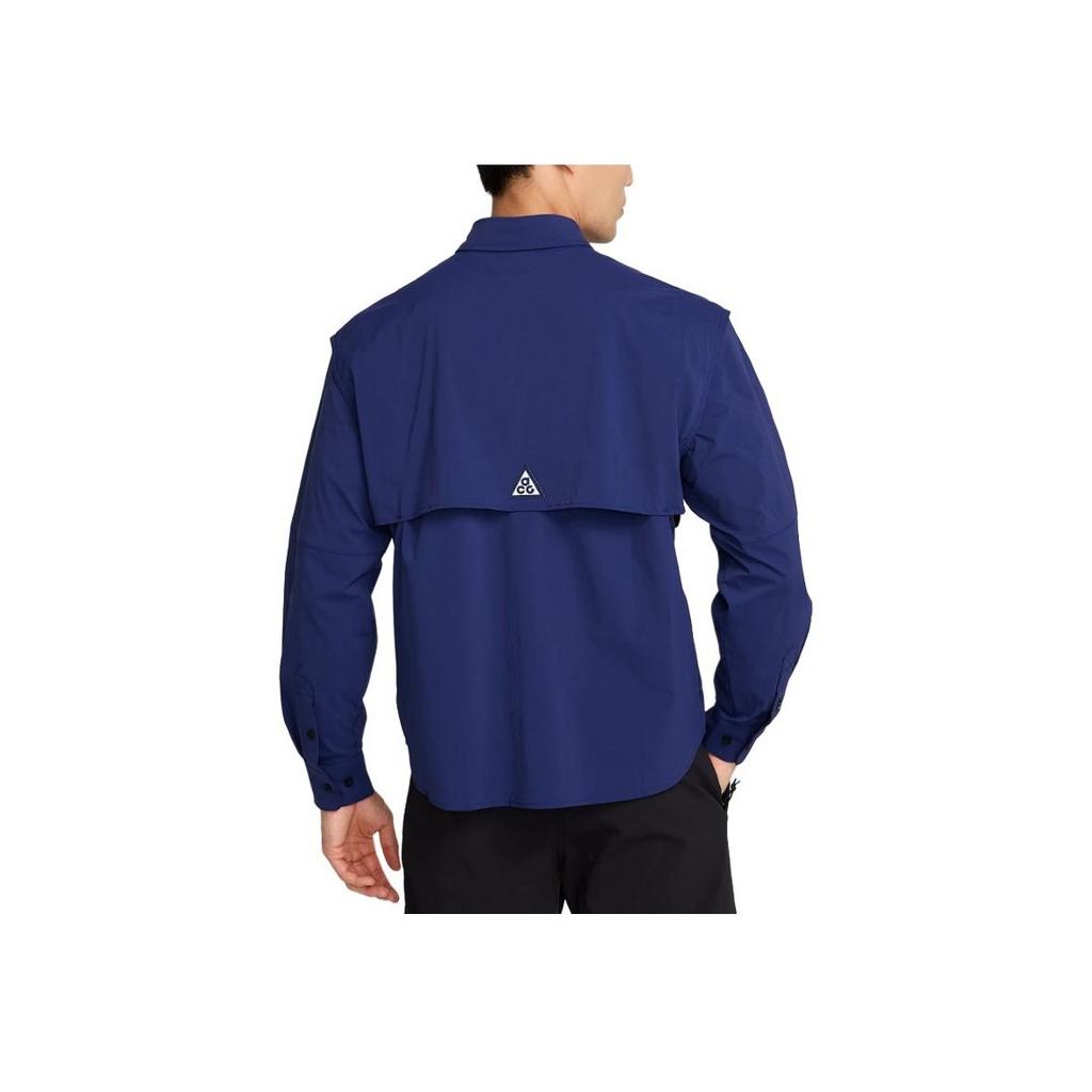 Nike Мужская рубашка с длинным рукавом свободного кроя с логотипом, синяя HJ2466-492
