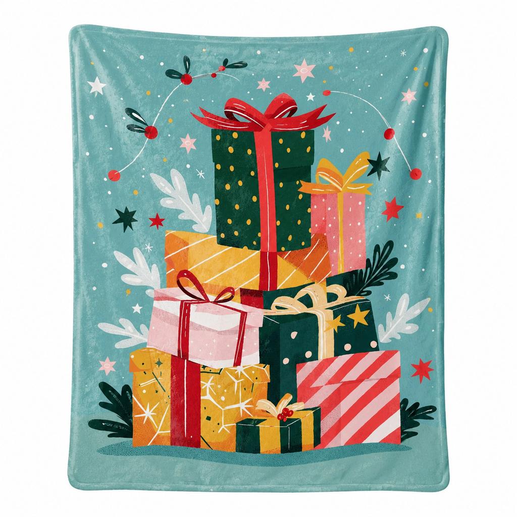 Merry Christmas Blanket Christmas Tree Gingerbread Man Red Flannel Blanket for New Year Christmas Gift for Family Nana Mon Dad