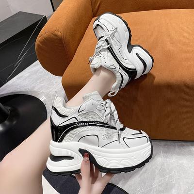 Модная весенняя женская массивная повседневная обувь на платформе, спортивная обувь, летняя обувь на толстой подошве, дышащая сетчатая повседневная обувь, женские туфли на высоком каблуке 10 см