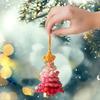 Knitted Christmas Tree Ornaments Mini Crochet Christmas Tree Hanging Pendant with Gold Jingle Bell for Holiday Home Party Decoration