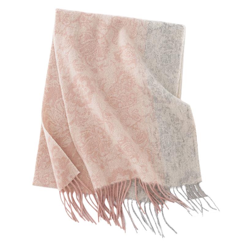 Autumn and Winter Jacquard Wool Scarf High End, Warm and Color Blocked Couple Style Korean Version Thickened Scarf Versatile Shawl for Girls