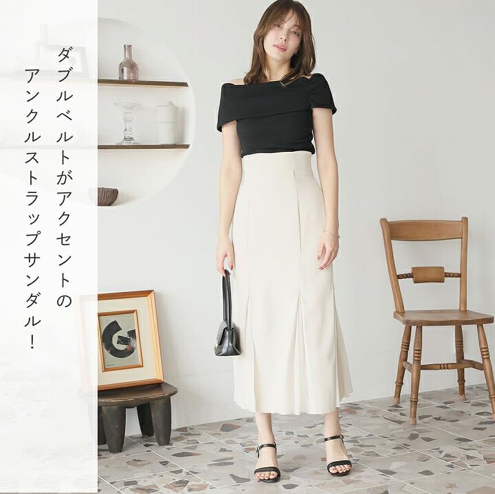 Женские сандалии на ремешке, с узким низким голенищем [Vivian], каблук, каблук, V33401SM, черный, (23,0-23,5)