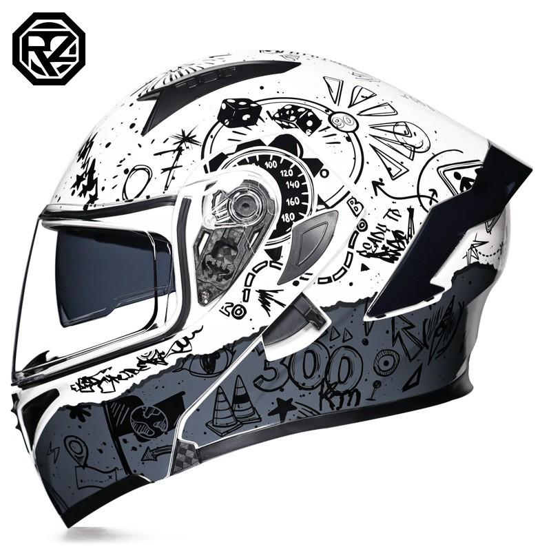 Full Face Motorcycle Helmet With Flip-Up Visor Men Women ABS Safety All-Season Riding Gear