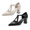 CM High Heels Temperament Versatile Word Buckle Pointed Fashion Sandals Hollow Summer Women's Shoes