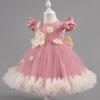 Girls' Baby Sleeveless Dress Short Princess Flower Pink Performance Flying Sleeve Toddler Children's Day Evening Dresses