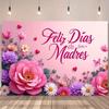 2D Pink Rose & Daisy Mother's Day Photo Booth Background