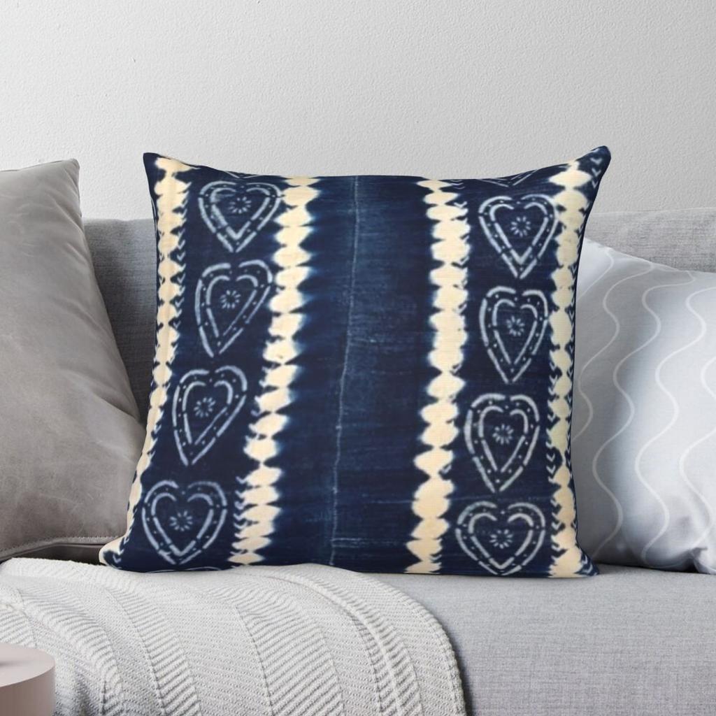 African Tribal Indigo Mudcloth Square Pillowcase Polyester Linen Velvet Pattern Zip Decor Pillow Case Sofa Cushion Cover