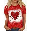 Fashion Women's Clothing Love Short Sleeve Crew Neck Short Sleeve Crew Neck T-Shirt 3D Love Rose Color Printing Rose Short Sleeve Tops Daily Wear