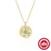Модное серебро 925 пробы, повседневное, подсолнух, бриллиант, бирюза, женское колье на ключицу