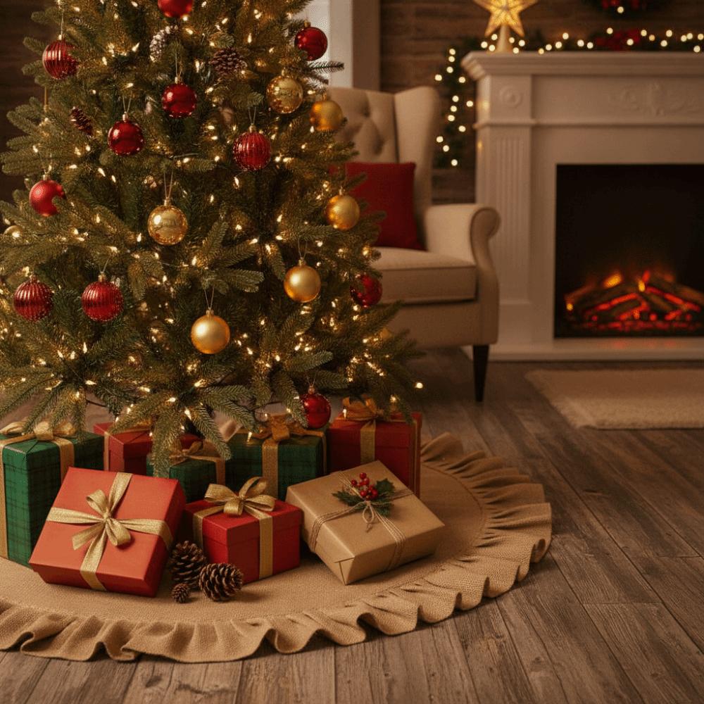 Solid Color Christmas Tree Base Cover Rustic Xmas Tree Stand Cover Hiding Stand