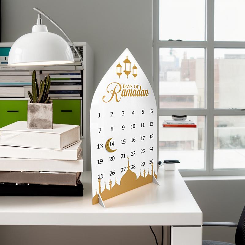 Рамадан Адвент календарь обратного отсчета Акриловые ИД Адвент календари 2025 Ид Мубарак Декор стола Полумесяц Замок Дизайн Украшения