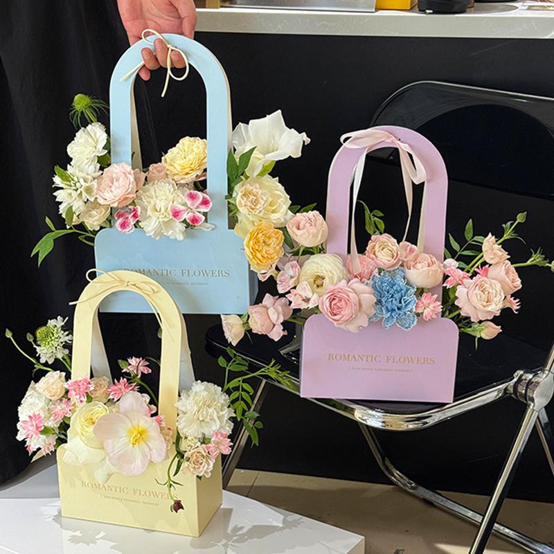 5 шт./уп. Упаковка Декоративные аксессуары Переносная цветочная коробка Материал для упаковки цветов Цветочная корзина Складная 4 цвета