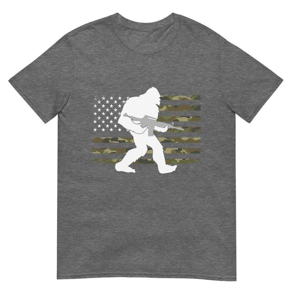Bigfoot Gun Owner Camo Us American Flag Sasquatch Ar15 Rifle Tshirt