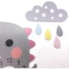 Kids wall clock Dinosaur with clouds Clock without ticking noise Silent clock Wall clock Boy gray a