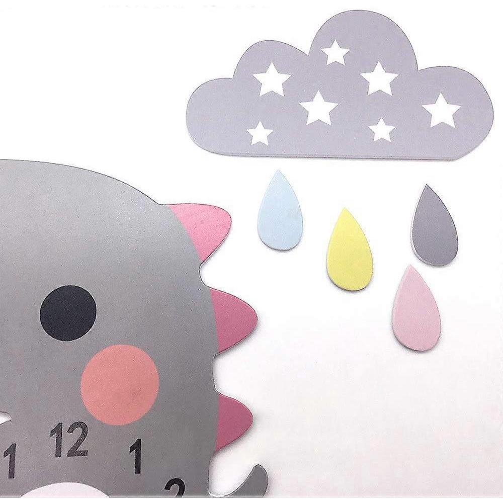Kids wall clock Dinosaur with clouds Clock without ticking noise Silent clock Wall clock Boy gray a
