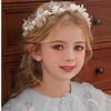 Корейские девушки Свадебная повязка на голову Имитация жемчуга кристалл Головной убор для волос Цветочный венок Невеста Гирлянда Ободок для головы Свадебные повязки на голову Волосы